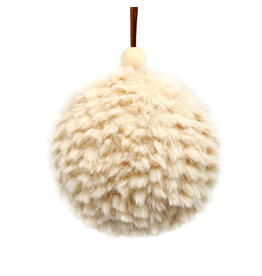 Christmas Forever 3" Pom Pom Ornament - Beige