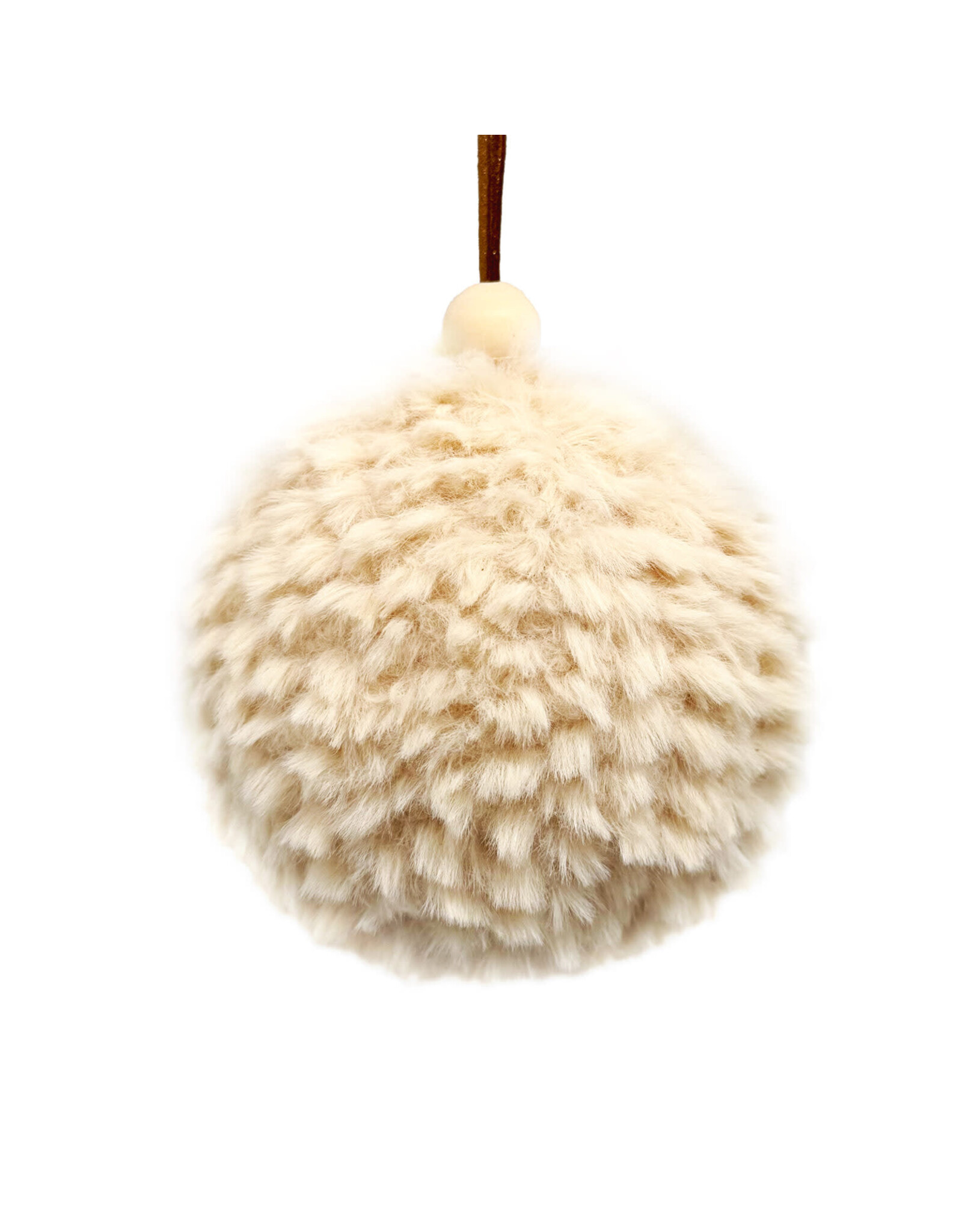 Christmas Forever 4.5" Pom Pom Ornament - Beige