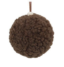 Christmas Forever 3.5" Pom Pom Ornament - Brown