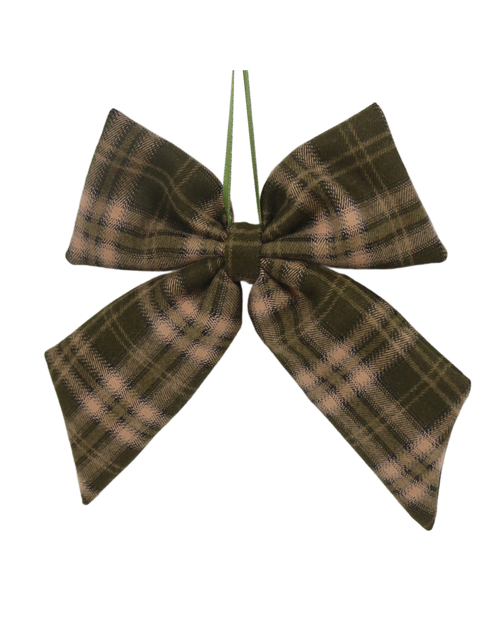 7" Bow Ornament - Green Plaid