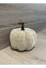 Christmas Forever Small Fabric Pumpkin - Cream