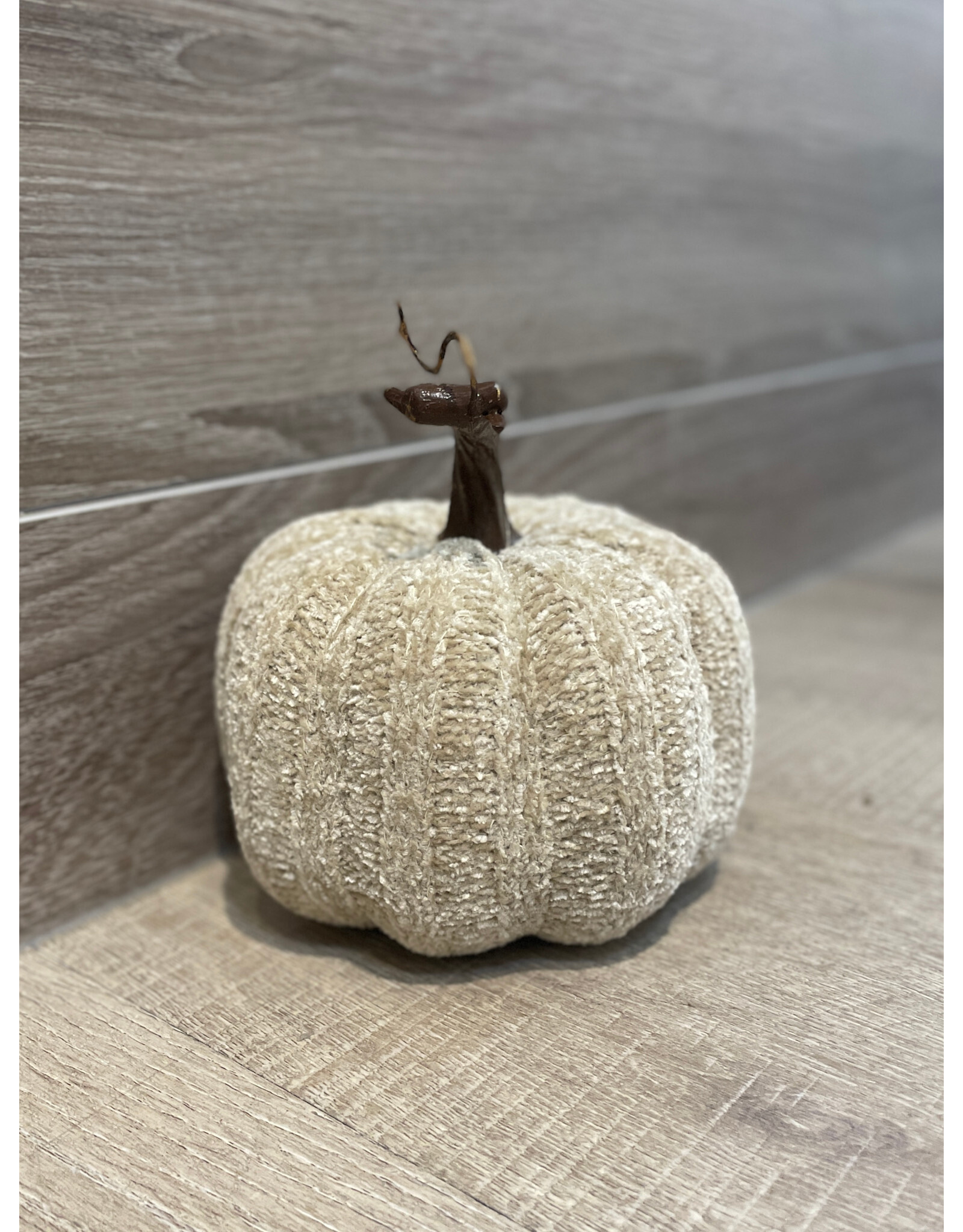 Christmas Forever Small Fabric Pumpkin - Cream