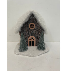 Christmas Forever 8" Snowy Simple House with Round Windows