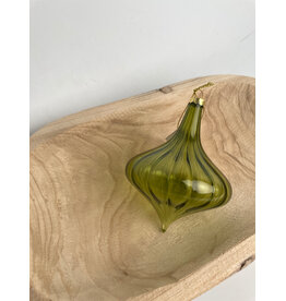 Christmas Forever 4" Glass Finial Ornament - Mercury/Green Swirl