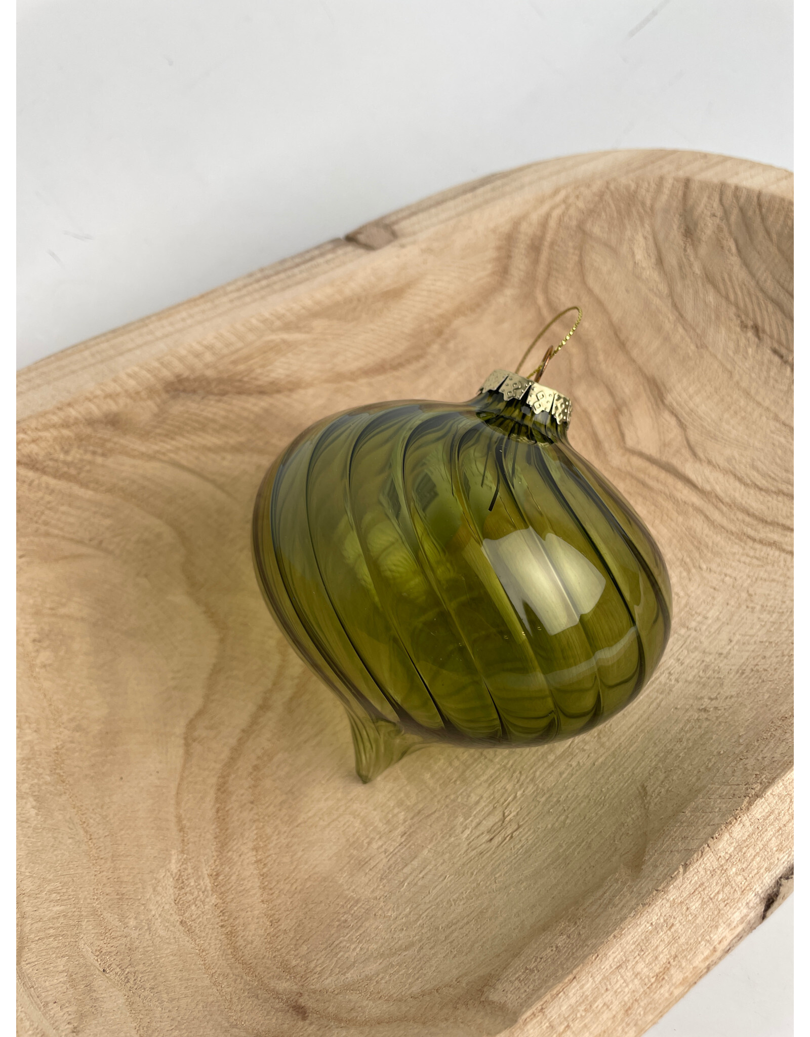 Christmas Forever 4" Glass Onion Ornament - Mercury/Green Swirl