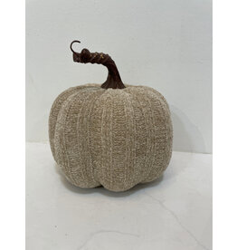Christmas Forever Medium Fabric Pumpkin - Cream