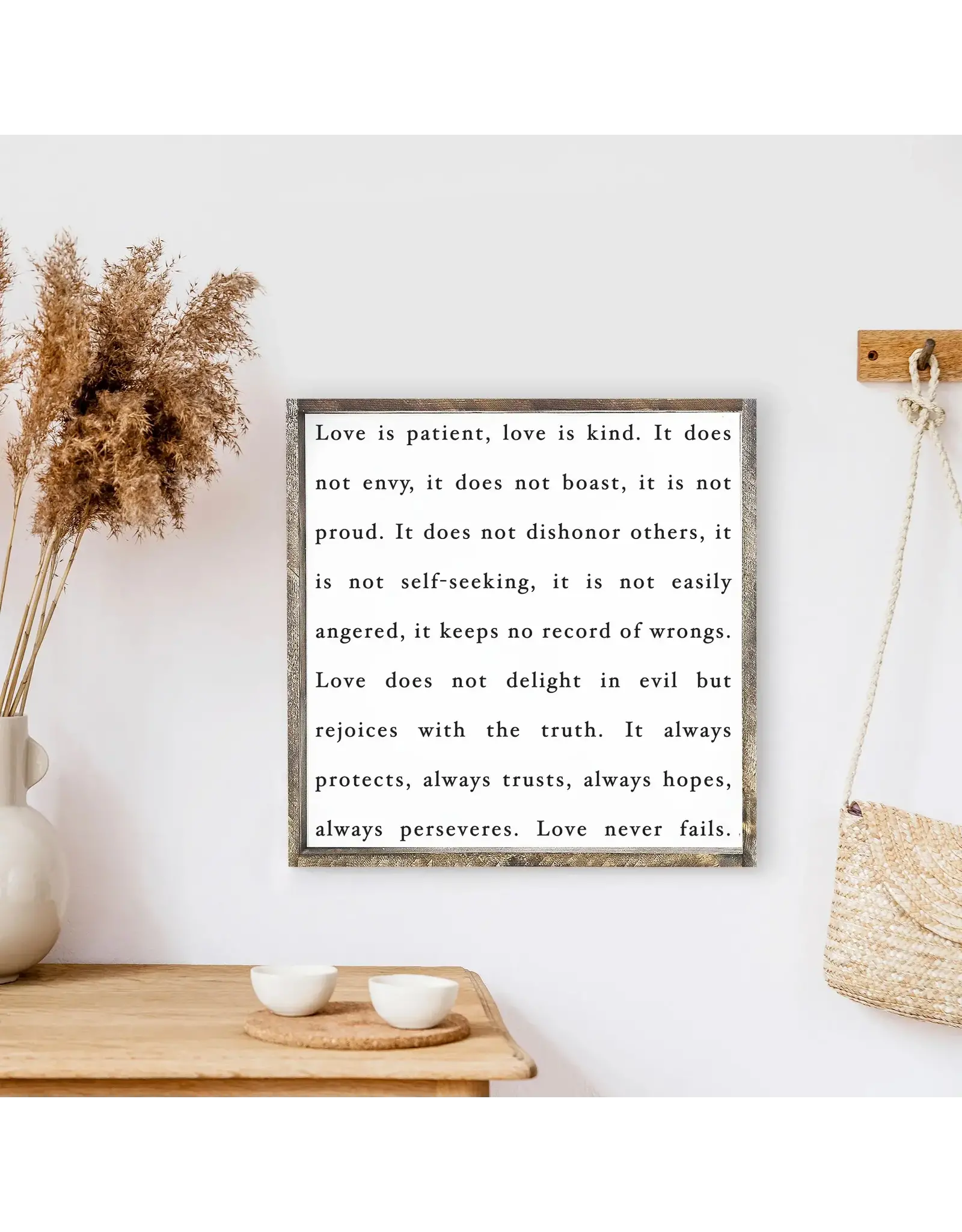 Love is Patient Wooden Sign - 13X13
