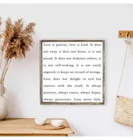 Love is Patient Wooden Sign - 13X13