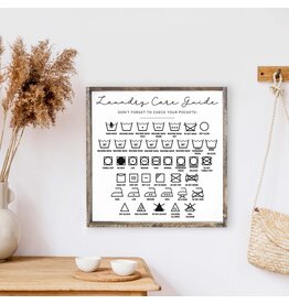 Laundry Care Guide Wooden Sign - 13X13