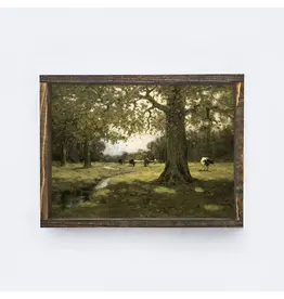 Framed Cows in Pasture Painting - 9X12