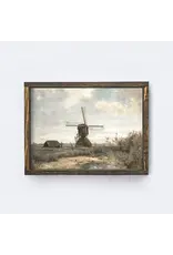 Framed Vintage Windmill Painting - 13X19