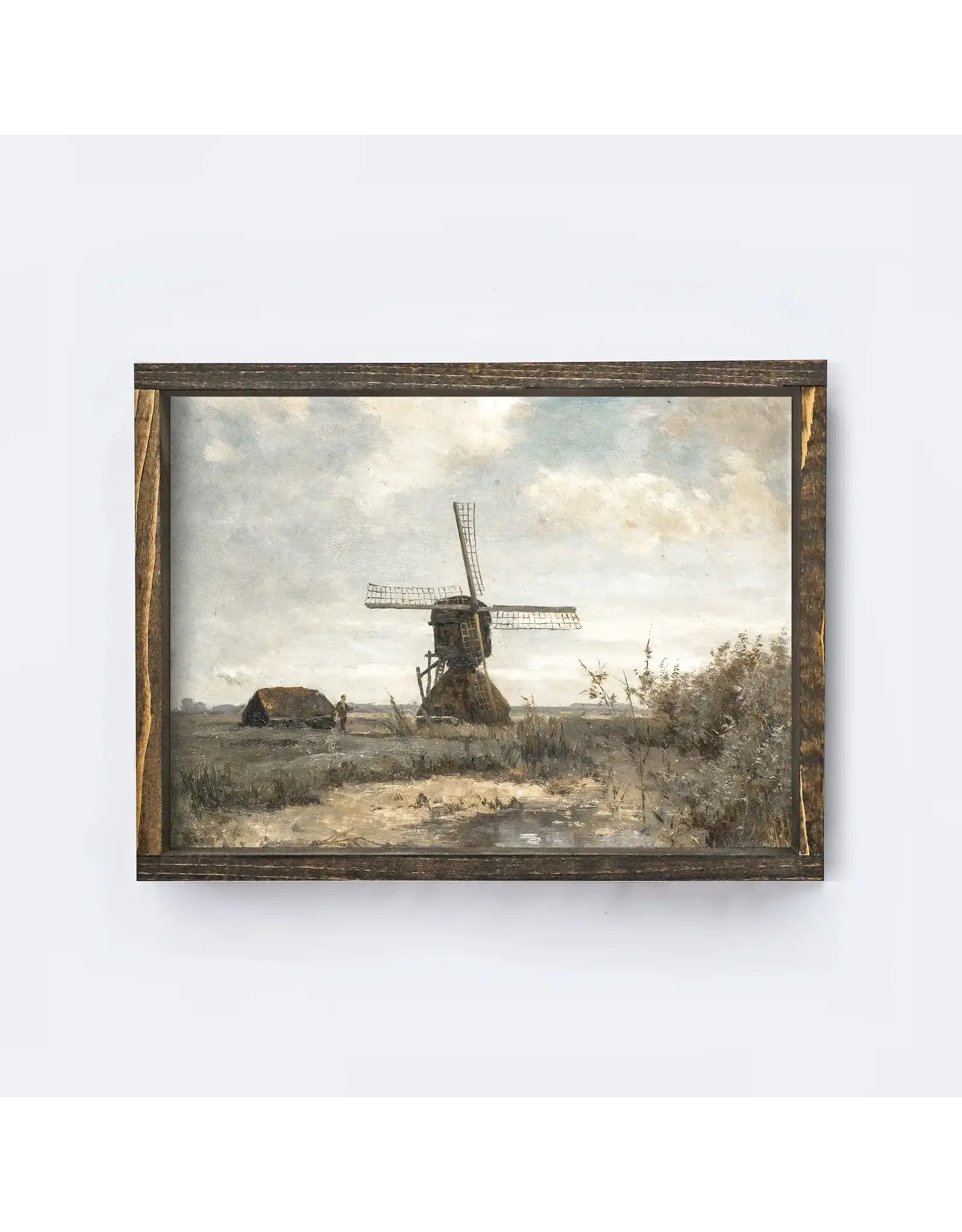 Framed Vintage Windmill Painting - 13X19