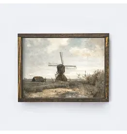Framed Vintage Windmill Painting - 13X19