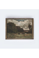 Framed Pasture and Cows Painting - 13X19
