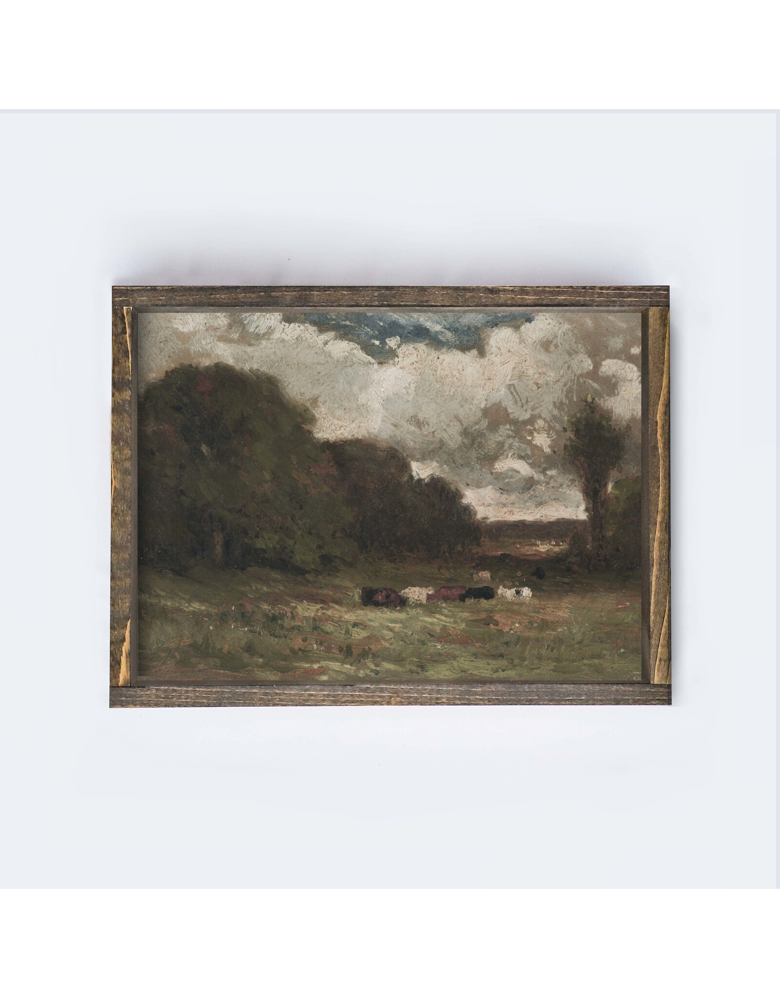 Framed Pasture and Cows Painting - 13X19