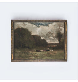 Framed Pasture and Cows Painting - 13X19