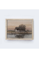 Framed Cottage by Water Painting - 13X19