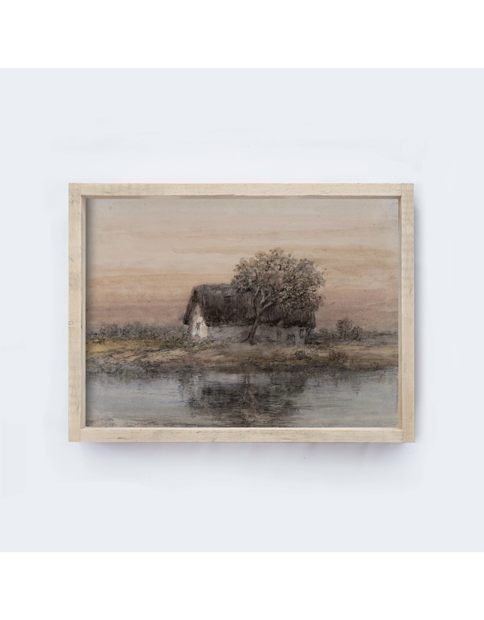 Framed Cottage by Water Painting - 13X19