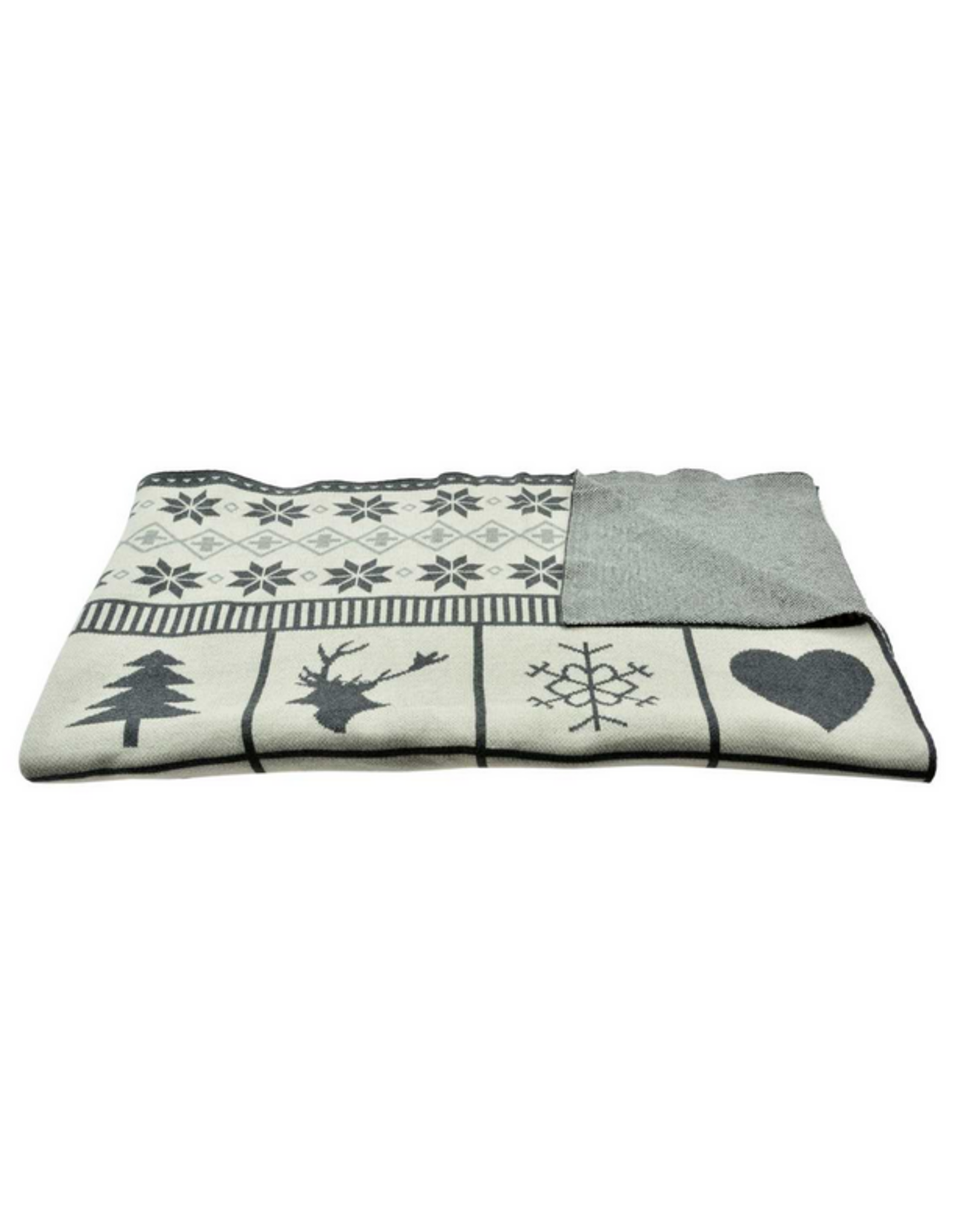 Cream/Grey Quilt Style Throw