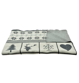 Cream/Grey Quilt Style Throw