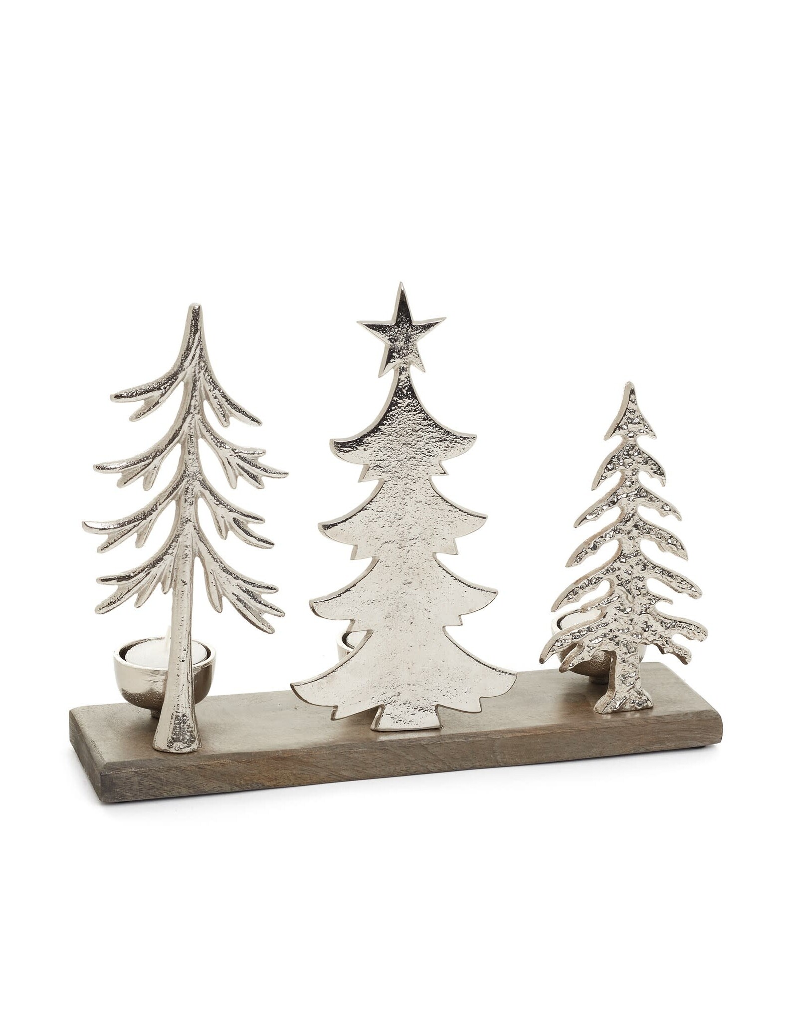 Silver Tree Scene with Tea Lights