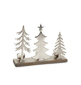 Silver Tree Scene with Tea Lights