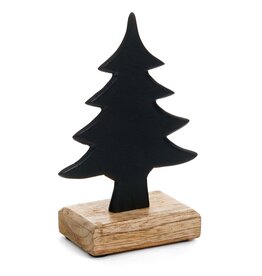Black Metal Tree on Wood Base - small