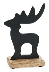 Black Metal Deer on Wood Base