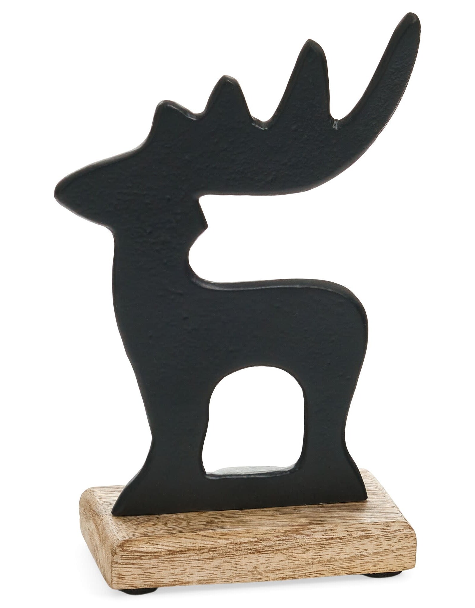 Black Metal Deer on Wood Base