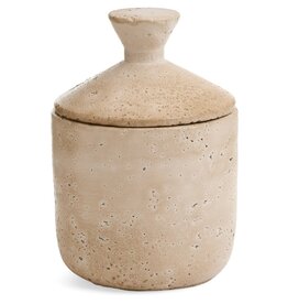 Beige Travertine Canister - small