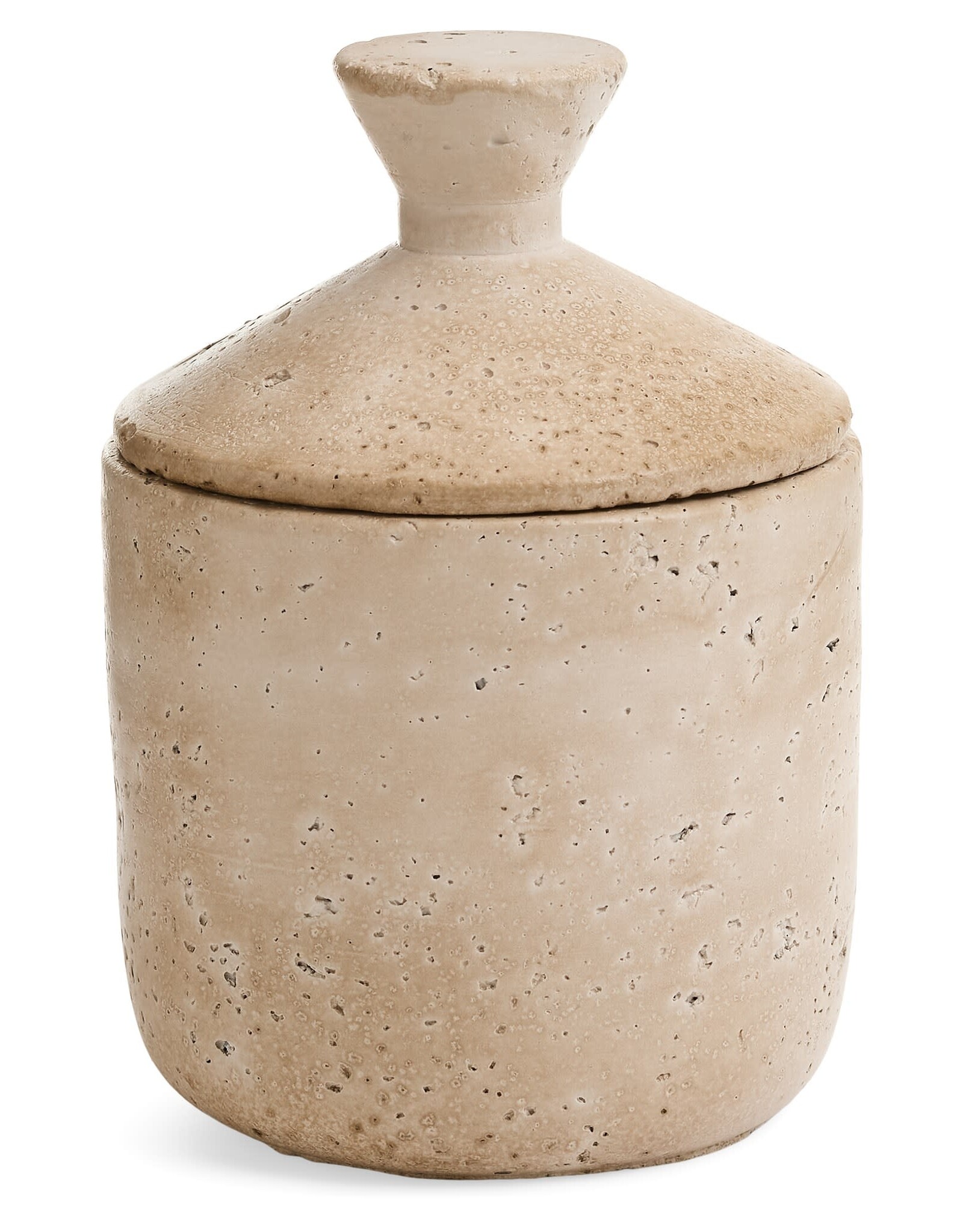 Beige Travertine Canister - small