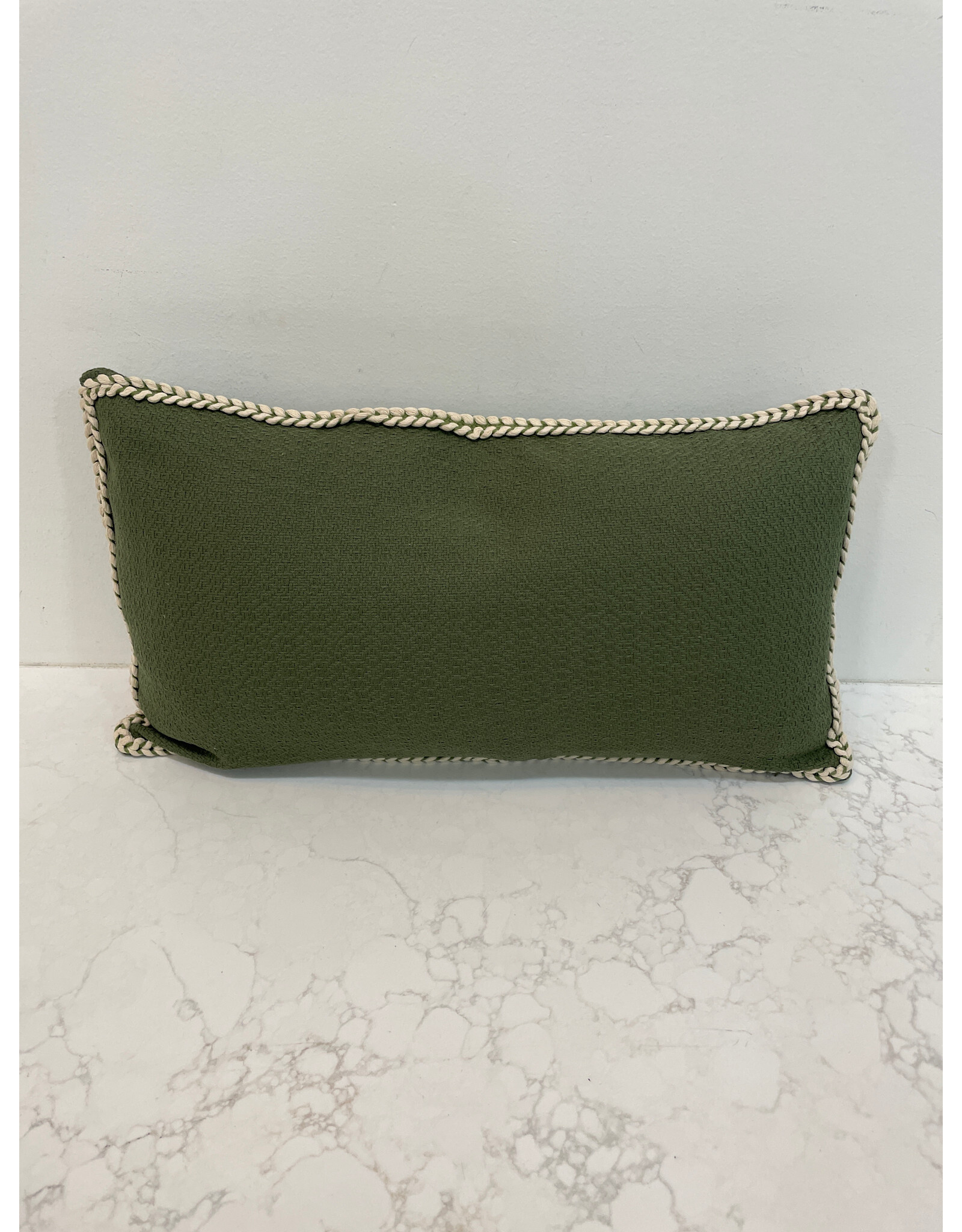 Lumbar Cushion with Stitch Piping - green