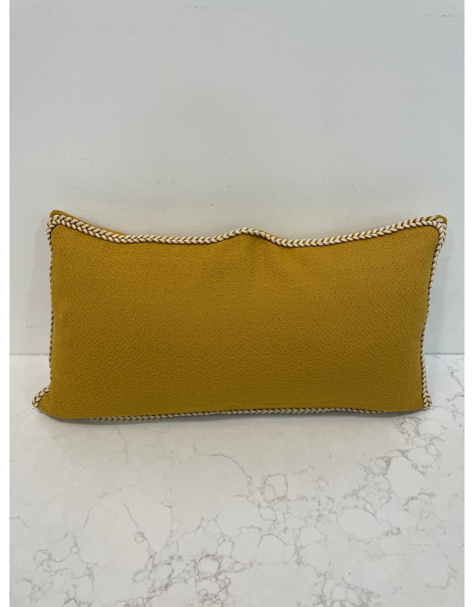 Lumbar Cushion with Stitch Piping - mustard