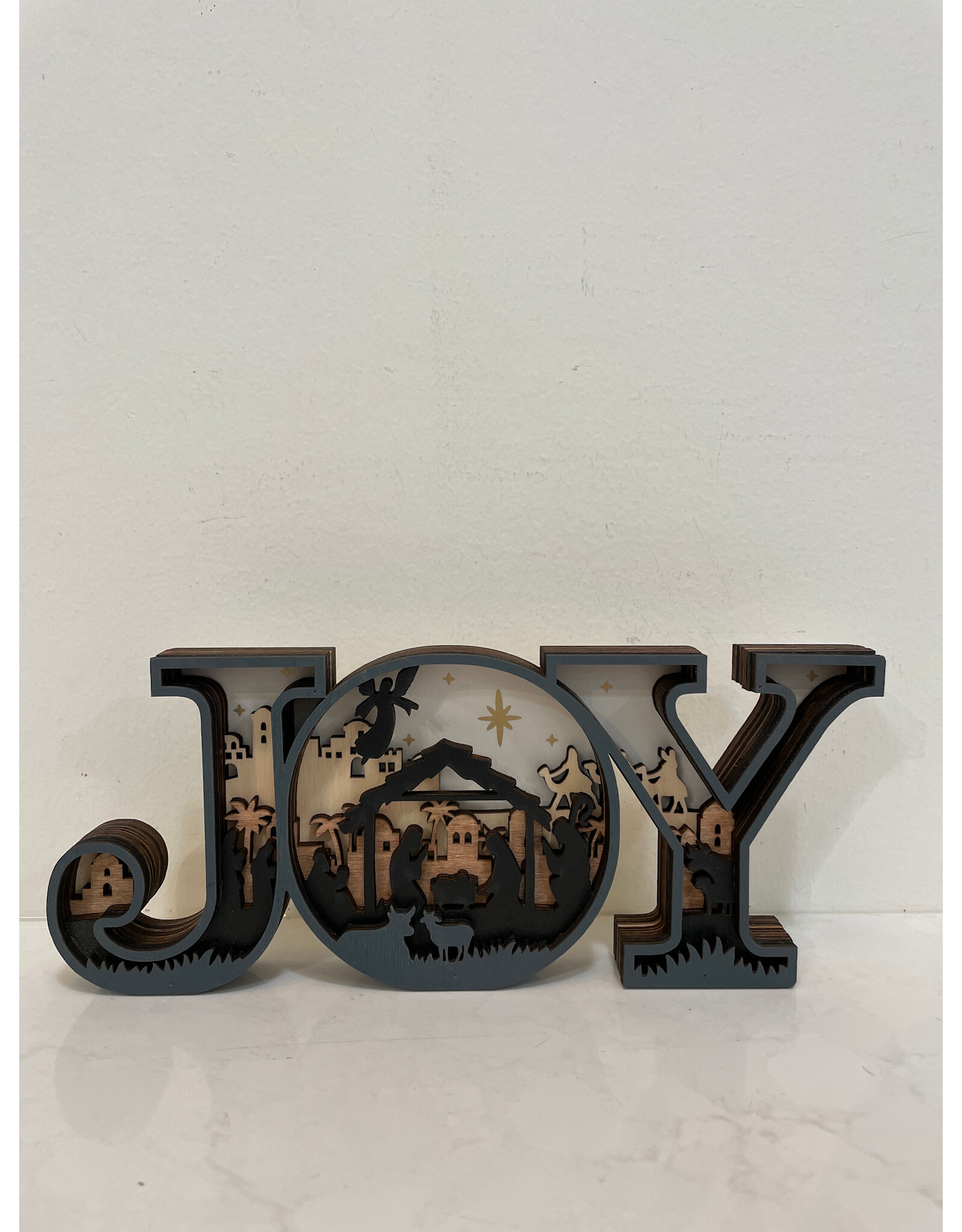 "JOY" with Nativity Scene