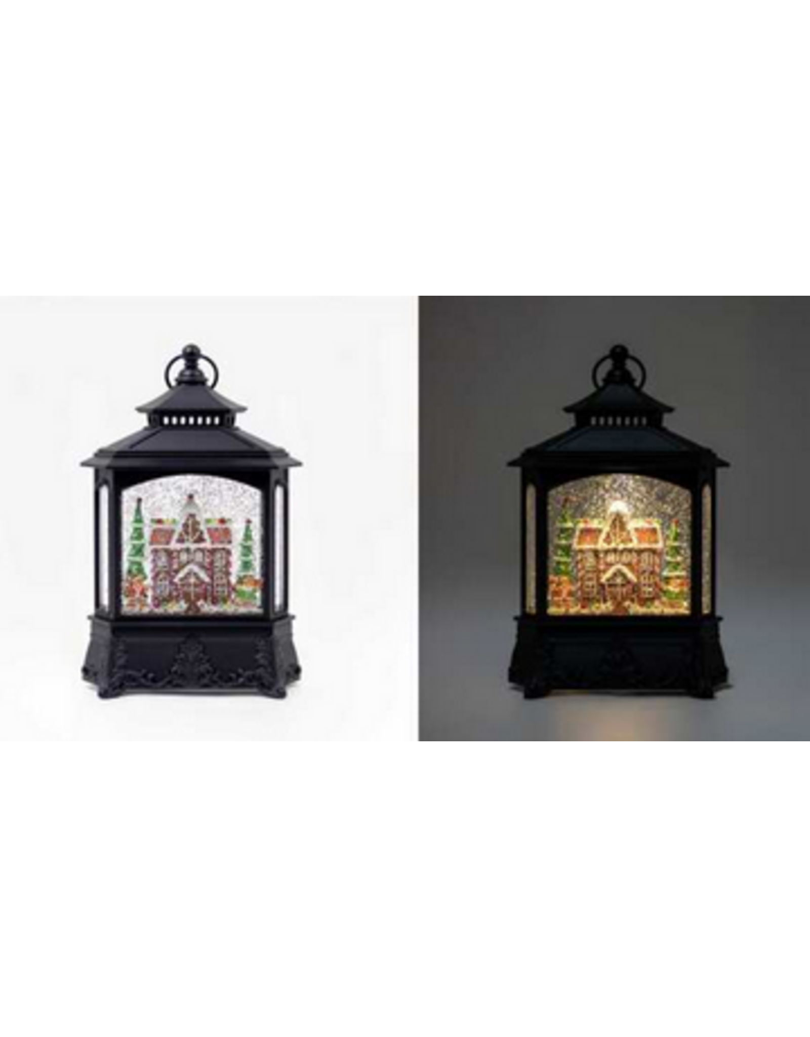 Black Lantern Snowglobe - Gingerbread House (BOX)