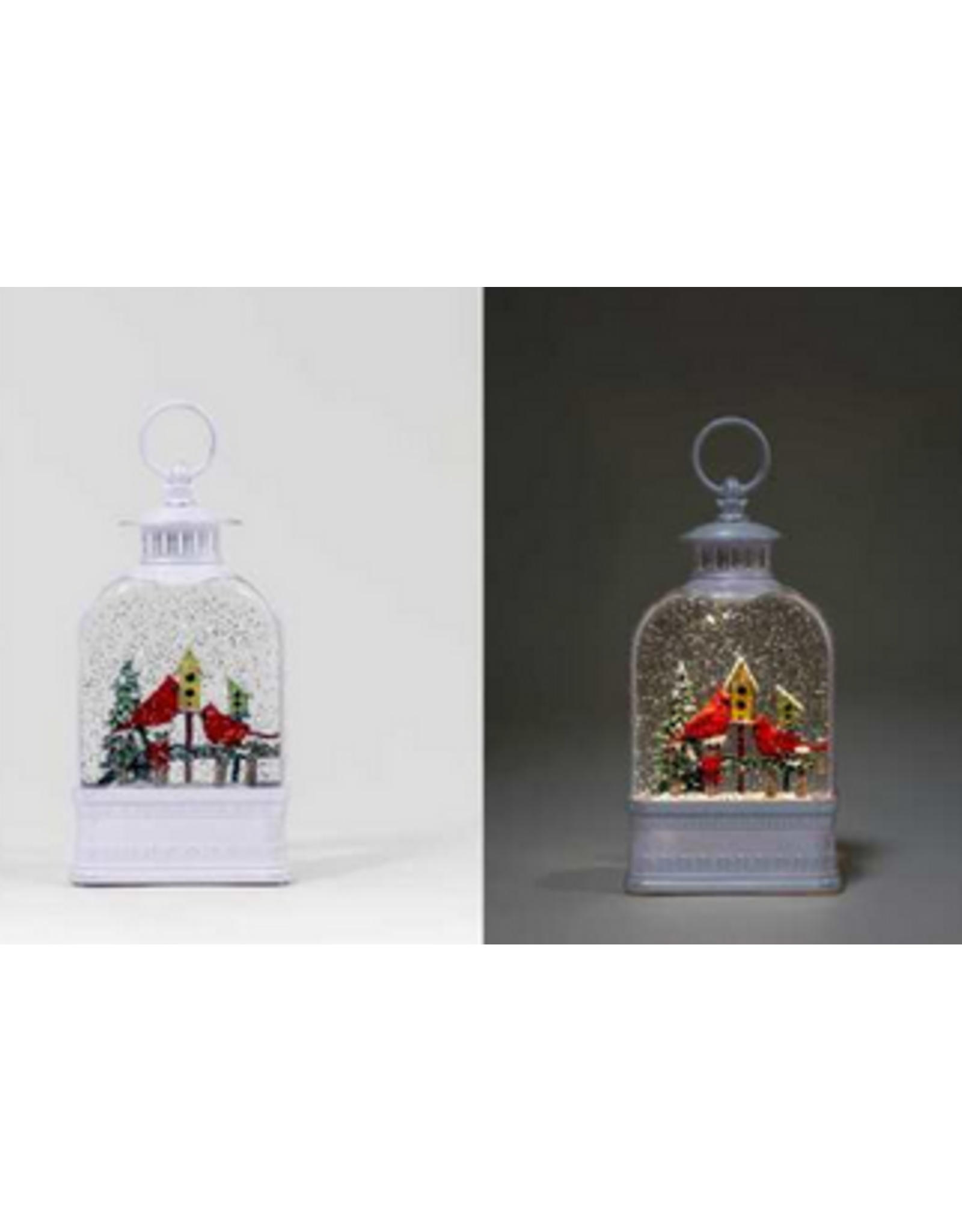 White Lantern Snowgloabe - Cardinals (BOX)