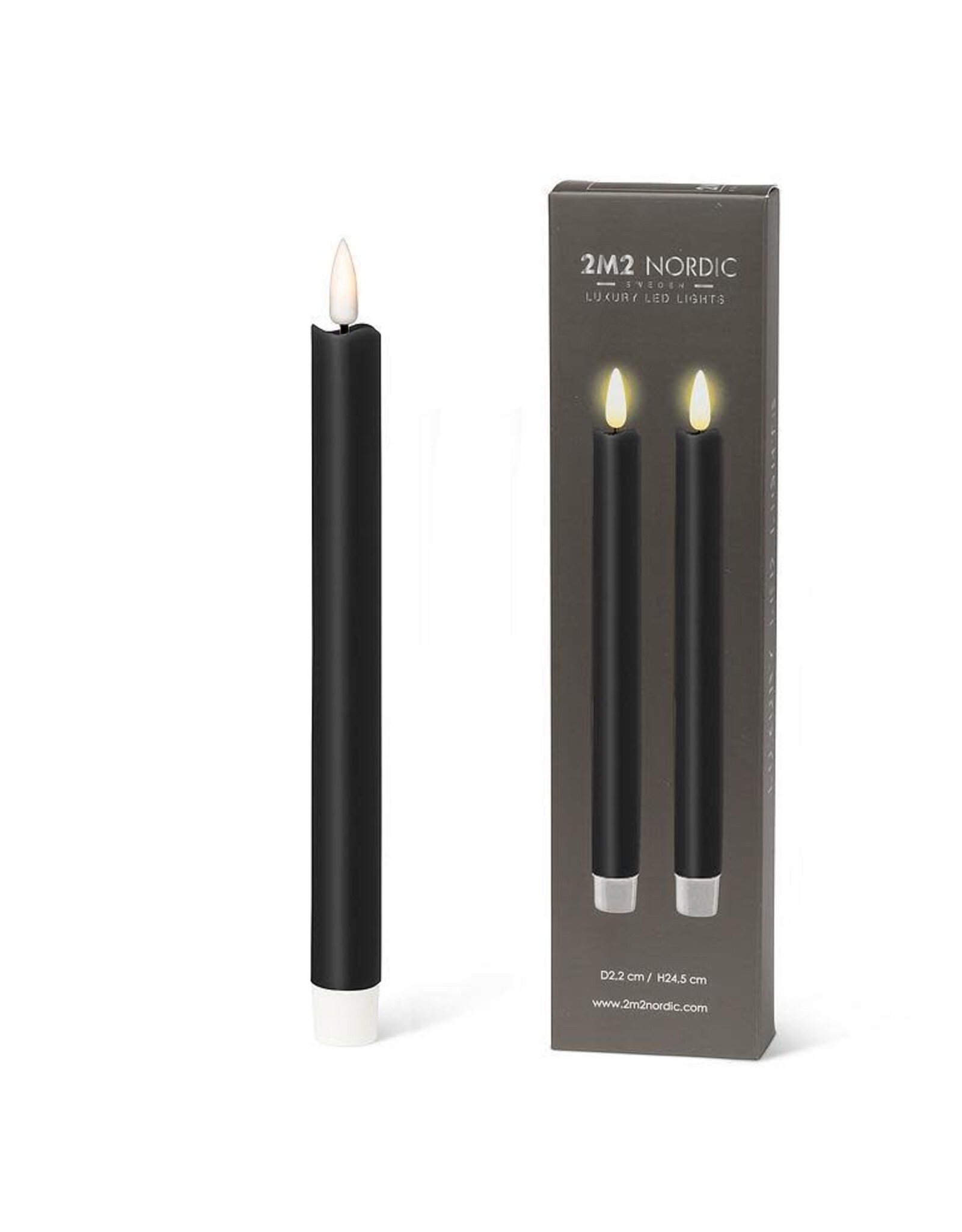 Black LED Taper Candle - set of 2