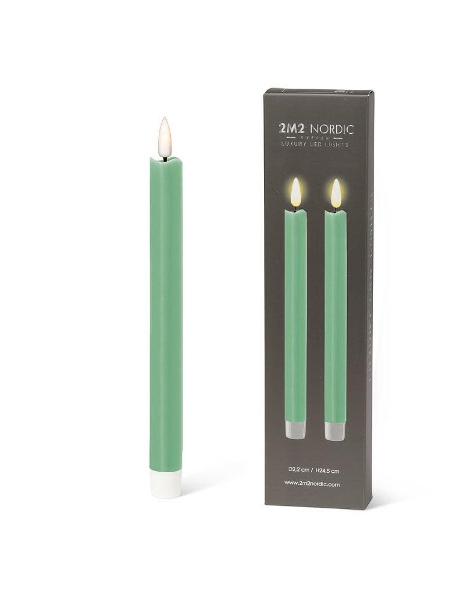 Sage LED Taper Candle - set of 2