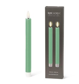 Sage LED Taper Candle - set of 2