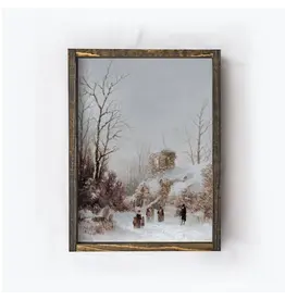 Framed Christmas Village Painting - 7X8.5