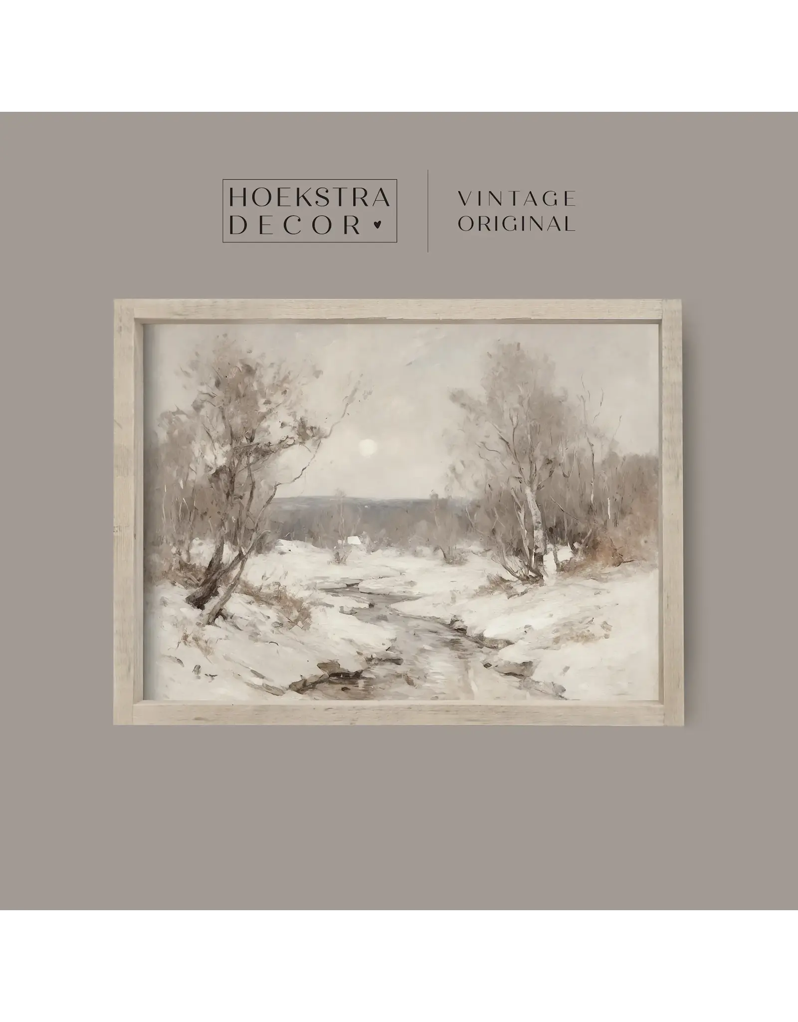 Framed Vintage Winter Painting - 19X13