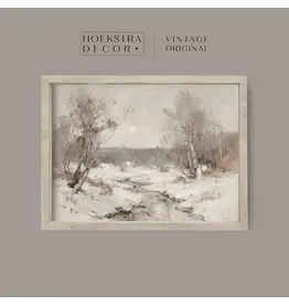 Framed Vintage Winter Painting - 19X13