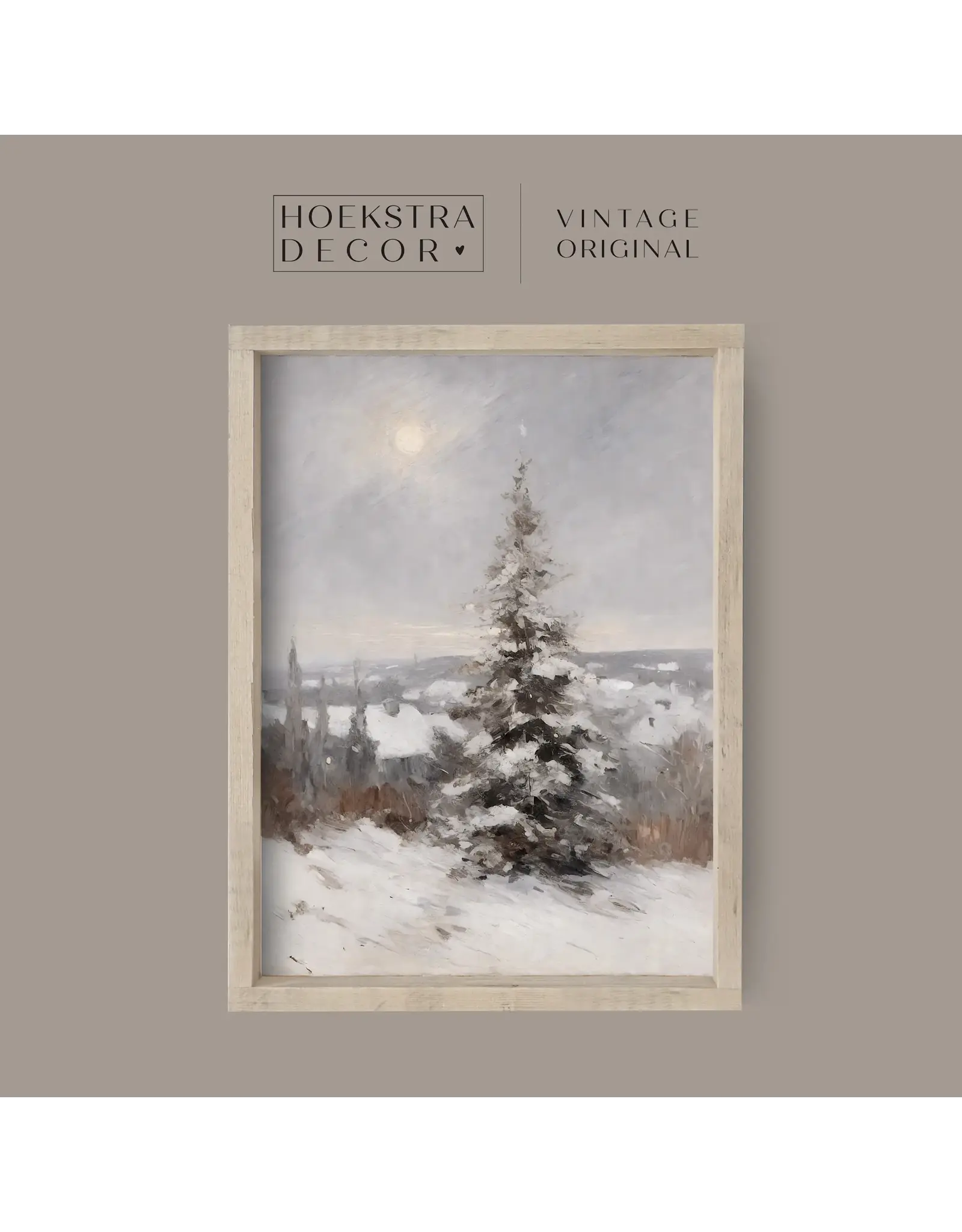 Framed Snowy Tree Painting - 9X13