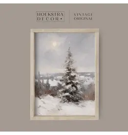 Framed Snowy Tree Painting - 9X13