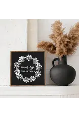 Framed Merry Christmas Wreath Sign - 13X13