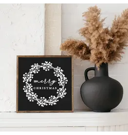 Framed Merry Christmas Wreath Sign - 13X13