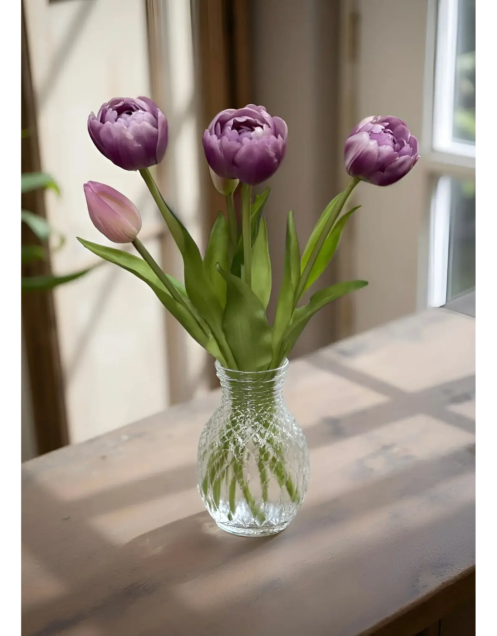 15" Fresh Touch Peony Tulip Bundle - Lavender/White