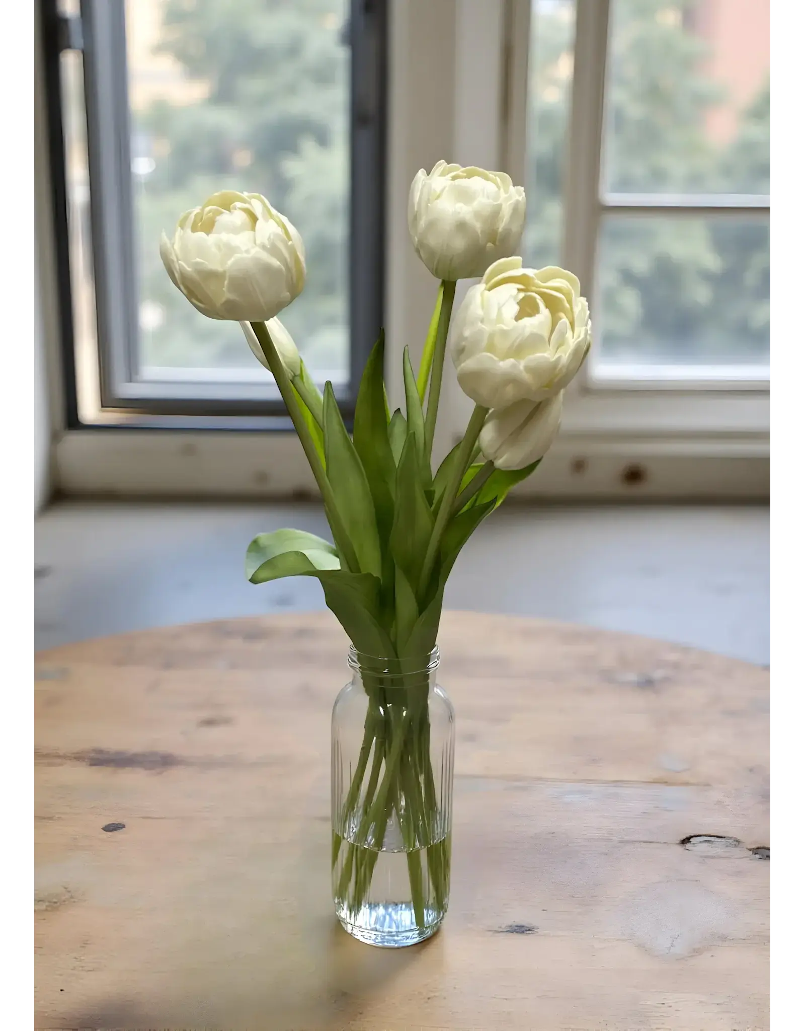15" Fresh Touch Peony Tulip Bundle - White
