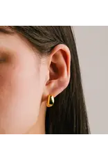 Lover's Tempo Crest Dome Hoop Earing - Gold