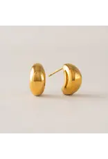 Lover's Tempo Crest Dome Hoop Earing - Gold